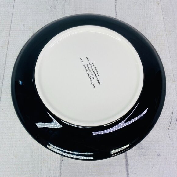 Coastline Imports White Black Polka Dots Earthenware 8" Round Plates Set of 4 - Picture 7 of 16